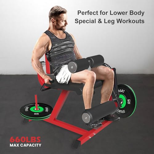SPART Leg Extension and Leg Curl Machine, Adjustable Plate Loaded Lower Body Special Leg Machine, Leg Rotary Extension Exercise Bench for Thigh
