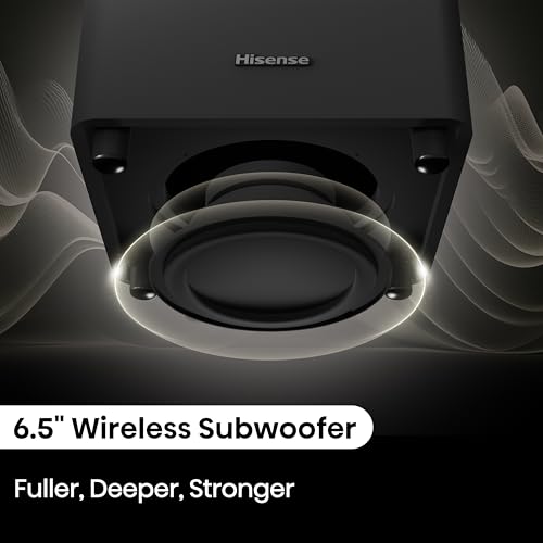 Hisense HT Saturn 4.1.2Ch Sound Bar with Wireless Subwoofer, Dolby Atmos, DTS:X, Bluetooth 5.3, EzPlay, 4K HDMI Pass Through, Roku TV Ready