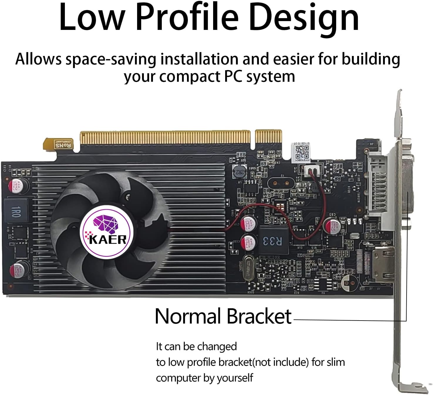 KAER AMD Radeon RX 550 Computer Graphics Card 4GB, GDDR5, 128 Bit, DirectX 12, PCI Express 3.0, DP HDMI DVI-D, Desktop Gaming Video Card, Computer GPU