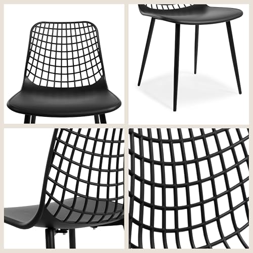 POLY & BARK Isla Modern Kitchen Chairs Set of 4 - Plastic Dining Chair with Metal Legs