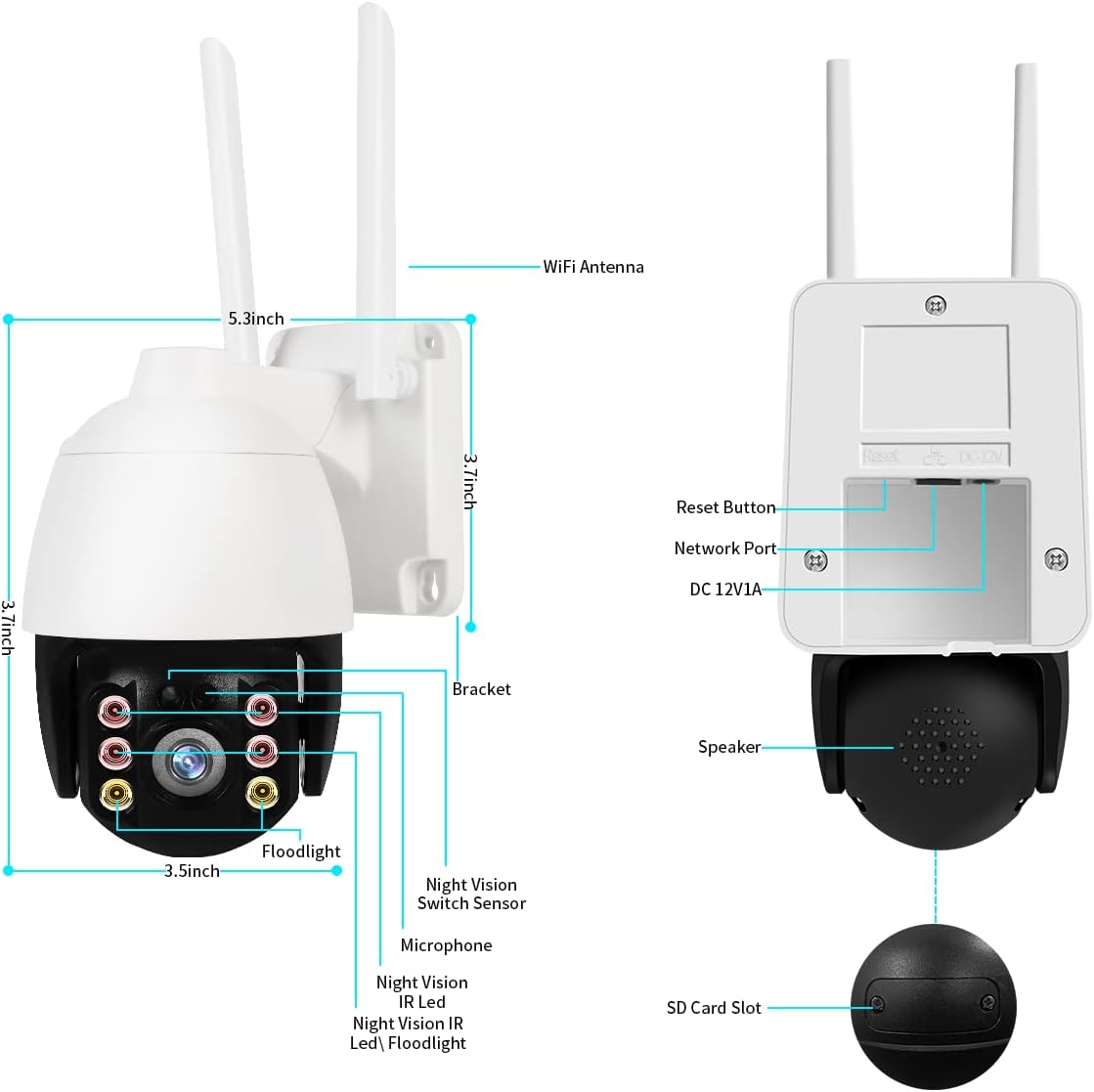 Security Camera Outdoor,Wireless WiFi Home HD 1080P Security Camera System 360° View,Reidubo Dome Surveillance Camera with Motion Detection