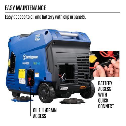 Westinghouse 5000 Peak Watt Super Quiet Dual Fuel Portable Inverter Generator, Remote Electric Start, Gas & Propane Powered, RV Ready 30A Outlet