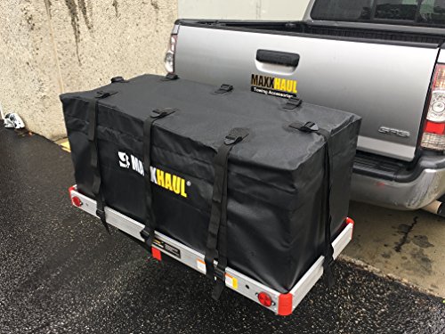 MaxxHaul Hitch Cargo Carrier - Aluminum Cargo Carrier with High Side Rails for RV's - 49' x 22.5' - 500-lb Load Capacity, Grey