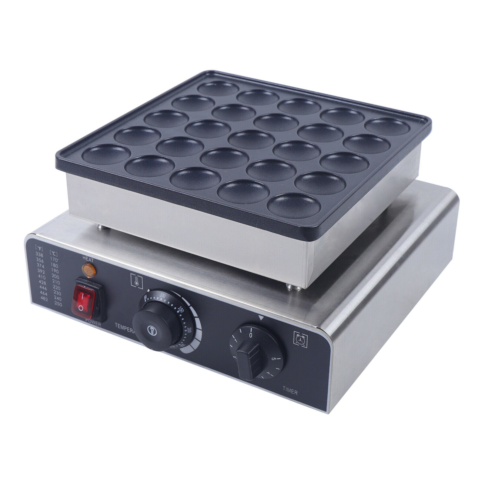 800W Commercial Nonstick Waffle Maker Machine Mini Dutch Pancake Baker 25PCS