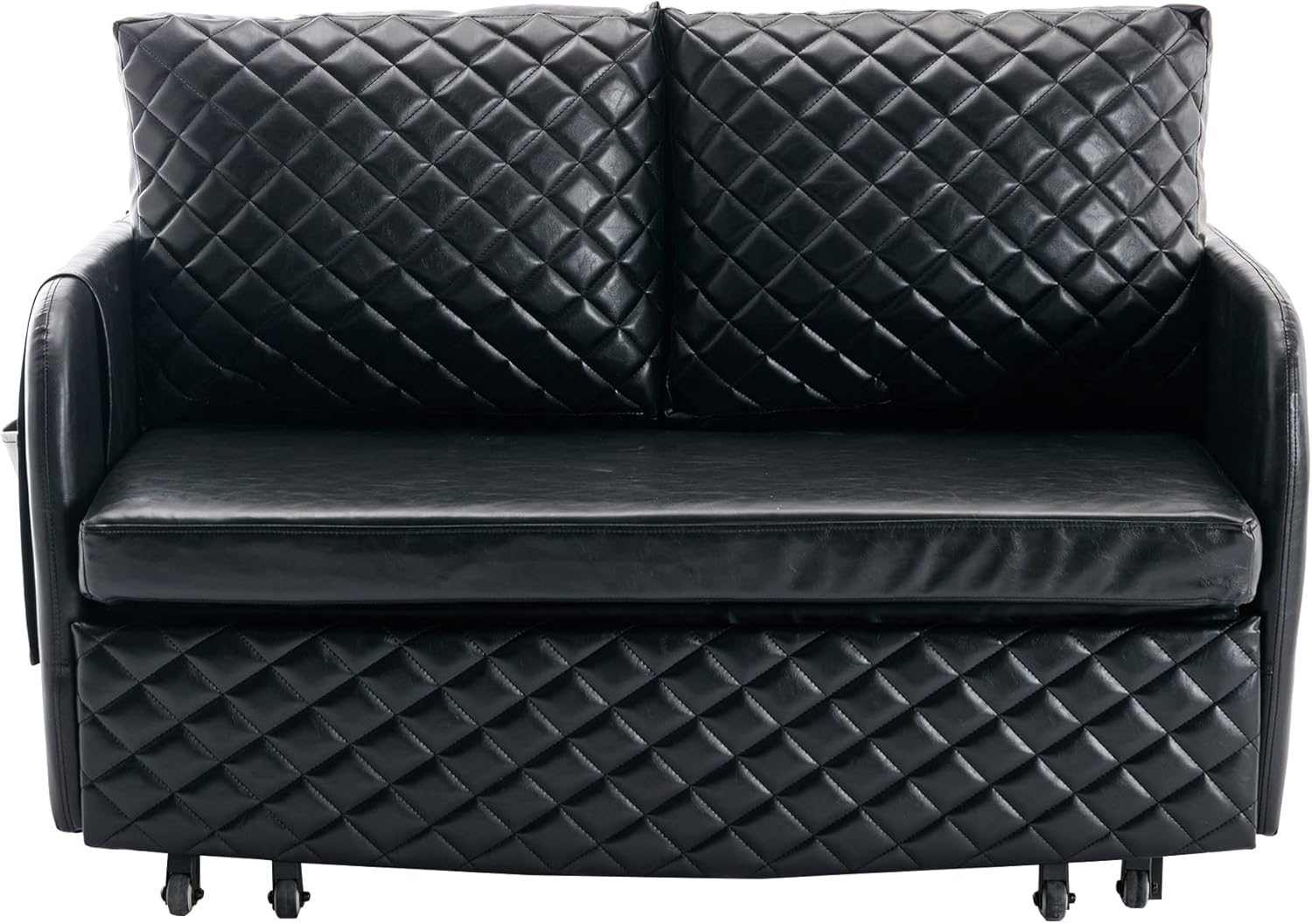 Convertible Sleeper Sofa Bed, Modern Velvet Loveseat Couch with Pull Out Bed, Small Love Seat Futon Sofa Bed with Headboard