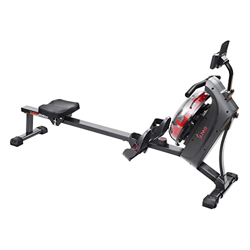 Sunny Health & Fitness Elite Water Rowing Machine with High Dynamic Resistance Vertical Tank