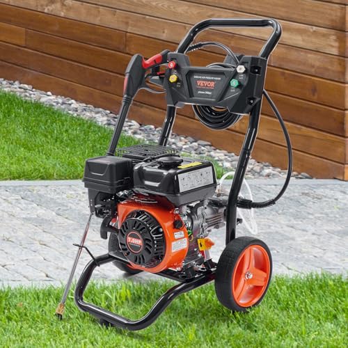 VEVOR Gas Powered Pressure Washer 3400 PSI 2.6 GPM, with Spray Gun and Extension Wand, 5 Quick Connect Nozzles, Copper Pump