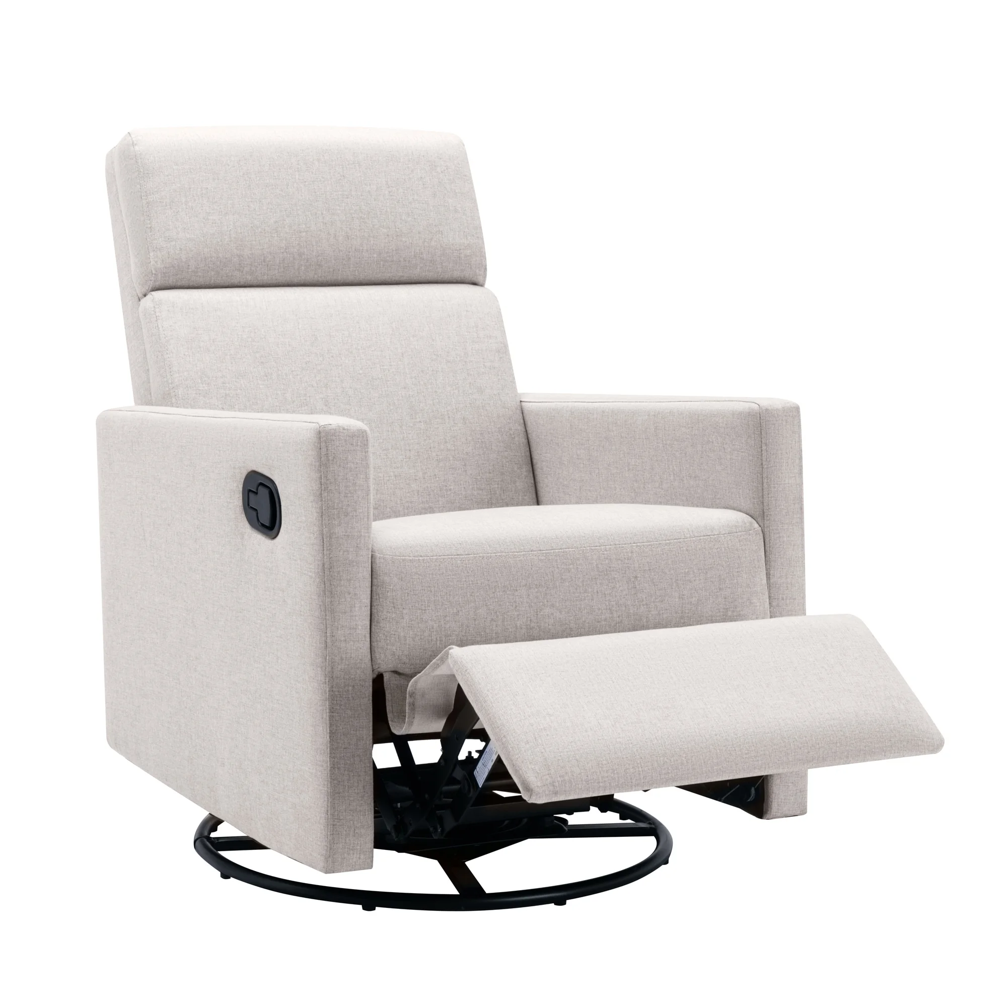 Upholstered Plush Seating 360 Glider Swivel Base Recliner Chair, Power Recliner w/ Silent Built, Glider Chair for Nursery Tan