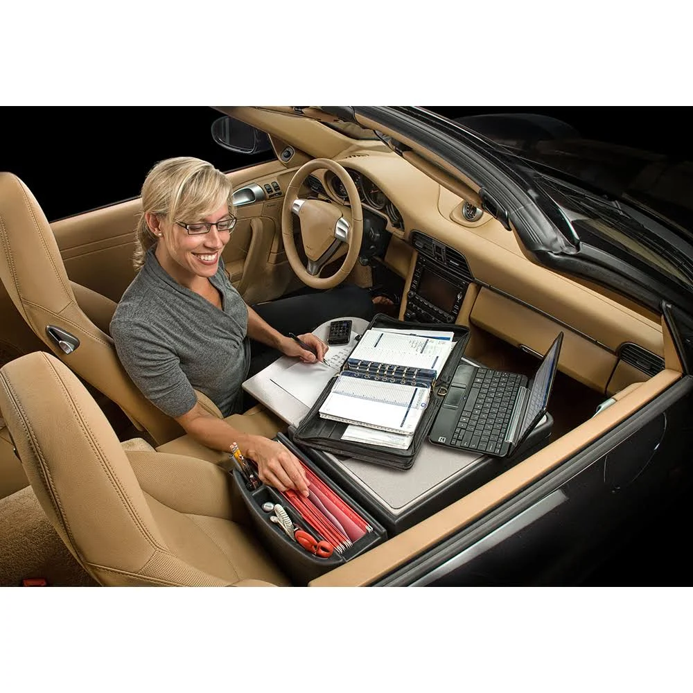 AutoExec GripMaster Car Desk with Built-in Power Inverter - Grey