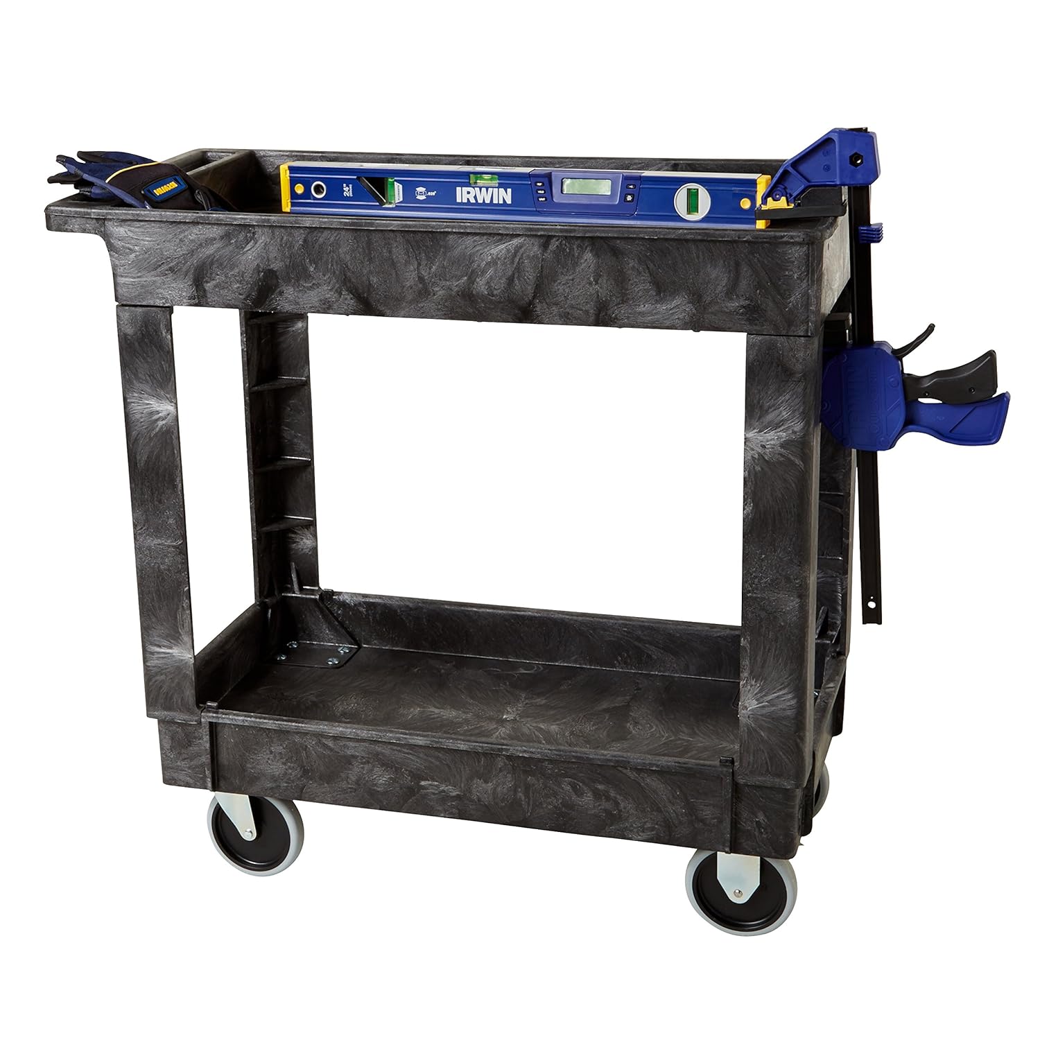 Rubbermaid Commercial Products Service/Utility Cart, Two-Shelf, 300 lb capactiy, Black (FG9T6600BLA)