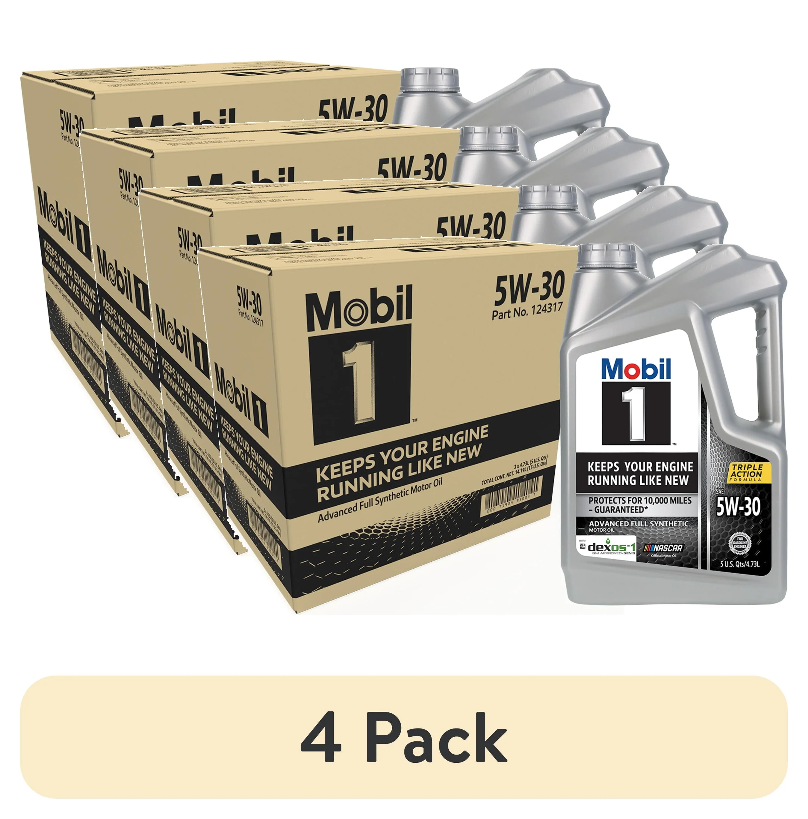 Mobil 1 Advanced Full Synthetic Motor Oil 5W-30, 5 Quart (Pack of 3)