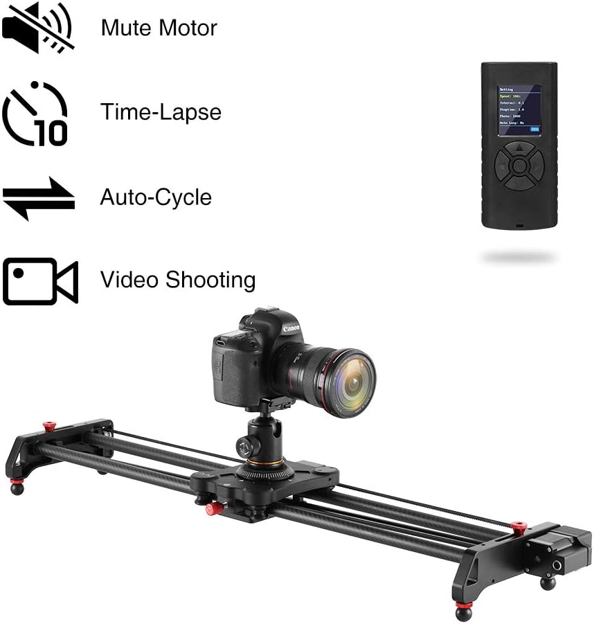 Camera Slider Track Dolly Slider Rail System with Motorized Time Lapse and Video Shot Follow Focus Shot and 120 Degree Panoramic Shooting 31 80cm