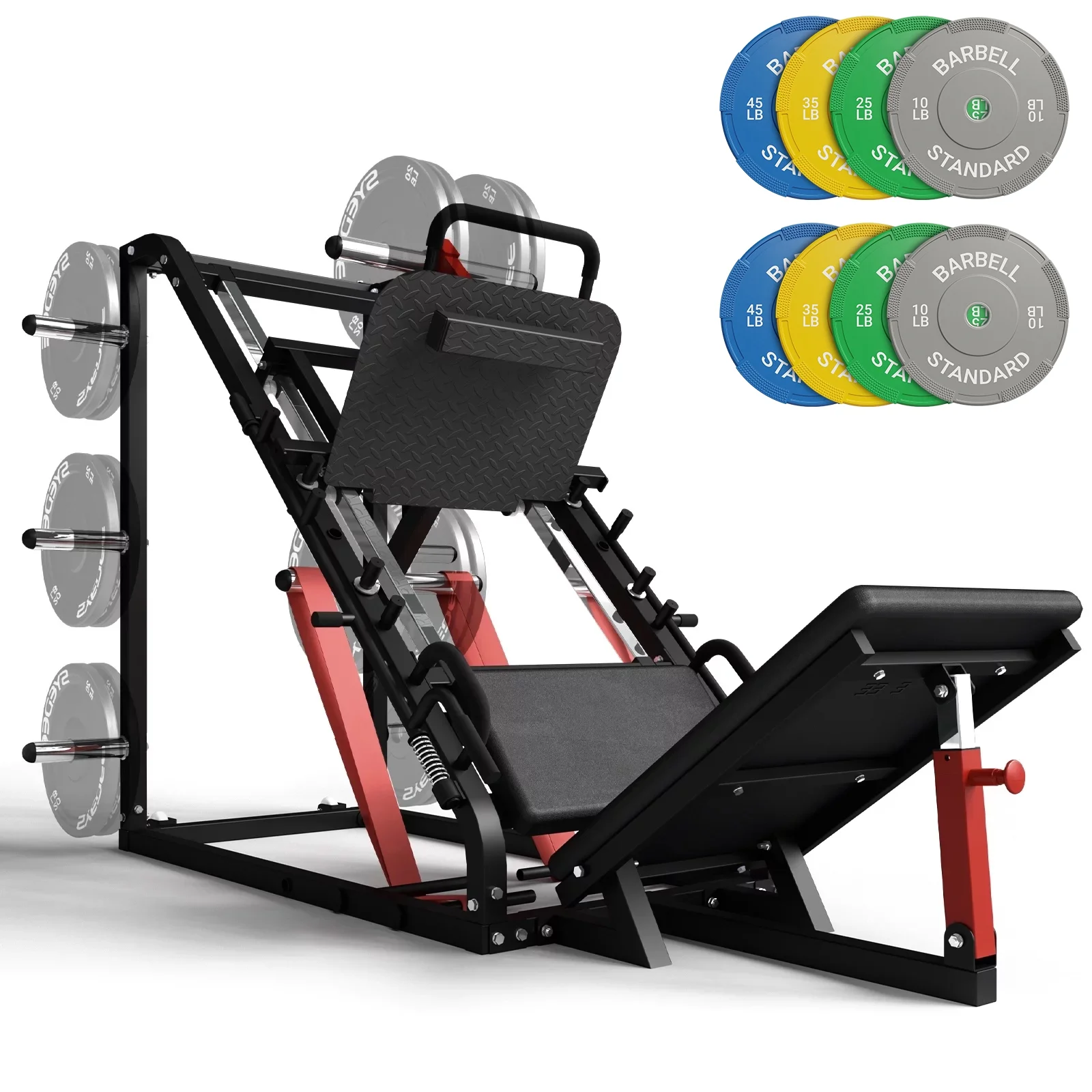syedee Leg Press Machine with Calf Block, 1500LBS Weight Capacity Adjustable Leg Machine with Resistance Band Pegs and Plate Storages