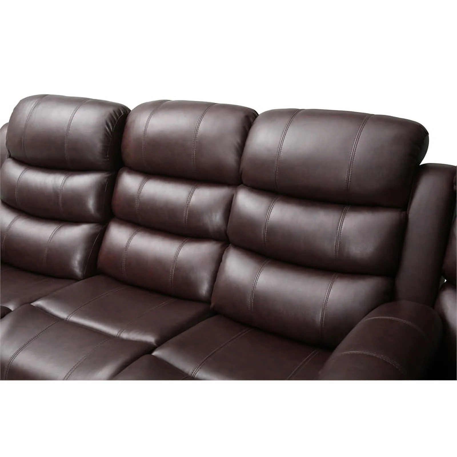 Donivi LED Faux Leather Reclining Sectional in Brown