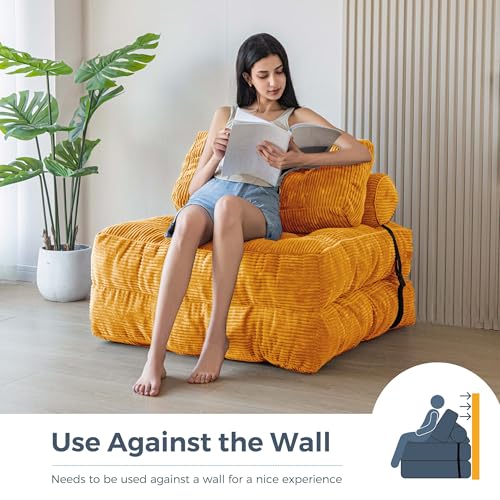 MAXYOYO Folding Sofa Bed, Convertible Sleeper Chair with Pillow Foldable Mattress with Back Support