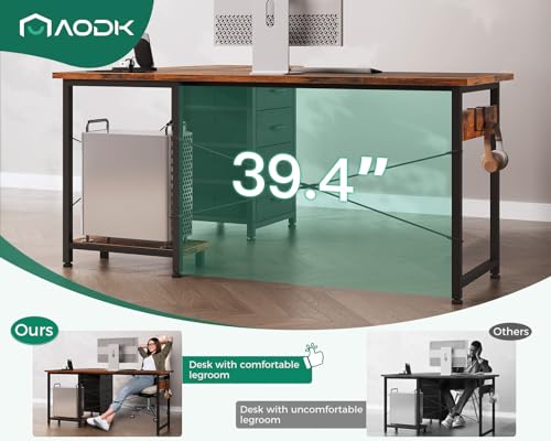 AODK L Shaped Gaming Desk with 4 Drawers, 61" Reversible Home Office Desks with Power Outlets