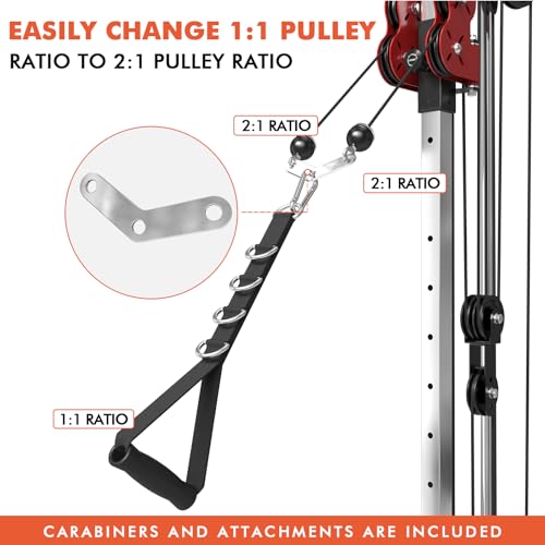 Mikolo Wall Mount Cable Station, Cable Crossover Machine with Dual Pulley System and 18 Adjustable Positions for Home Gym Fitness Equipment
