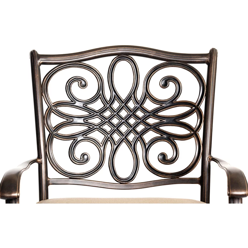 Hanover Traditions 3-Piece Bistro Set in Tan with 30 in. Glass-Top Table