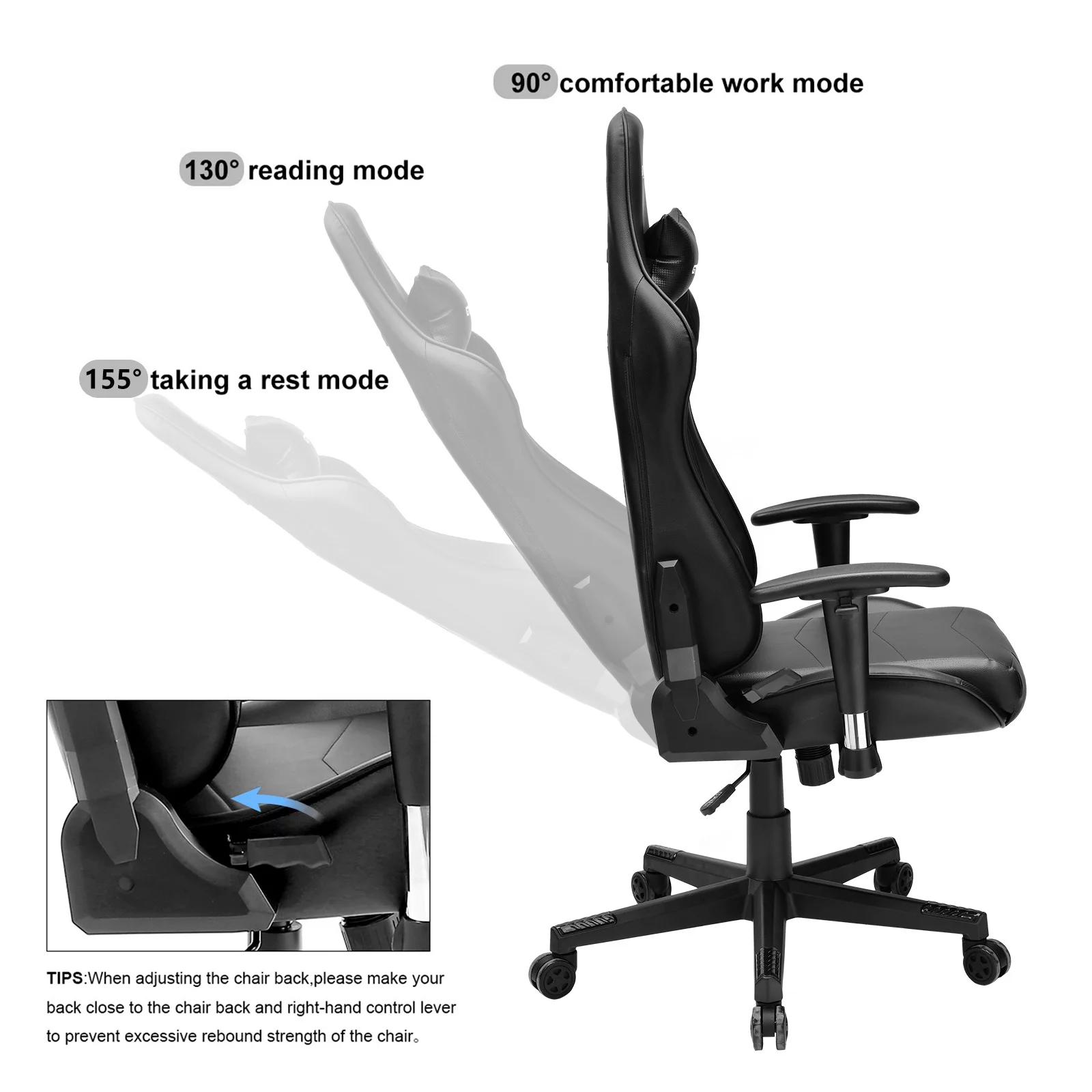 GTRACING Gaming Chair Racing Office Computer Ergonomic Video Game Chair Backrest and Seat Height Adjustable Swivel Recliner with Headrest and Lumbar