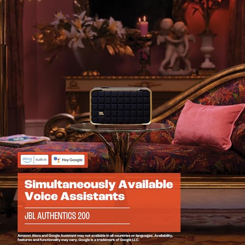 JBL Authentics 200 - Retro Style Smart Home Speaker with Built in Wi-Fi, Bluetooth and Voice Assistants, Alexa and Google Assistant