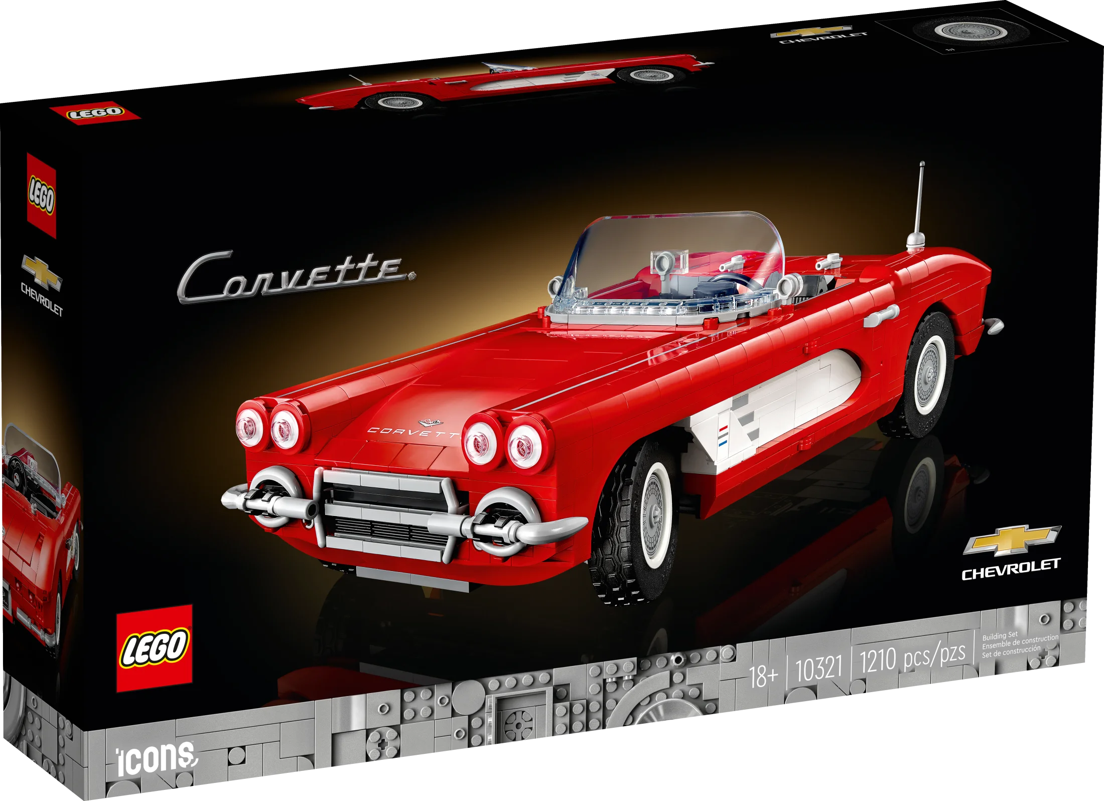 LEGO Icons Corvette Classic Car Model Building Kit for Adults, Gift Idea for Classic Car Lovers