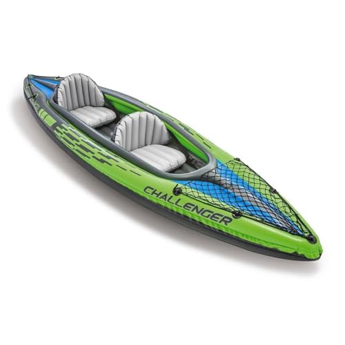 INTEX Challenger Inflatable Kayak Series: Includes Deluxe 86in Kayak Paddles and High-Output Pump – SuperStrong PVC – Adjustable Seat with Backrest –