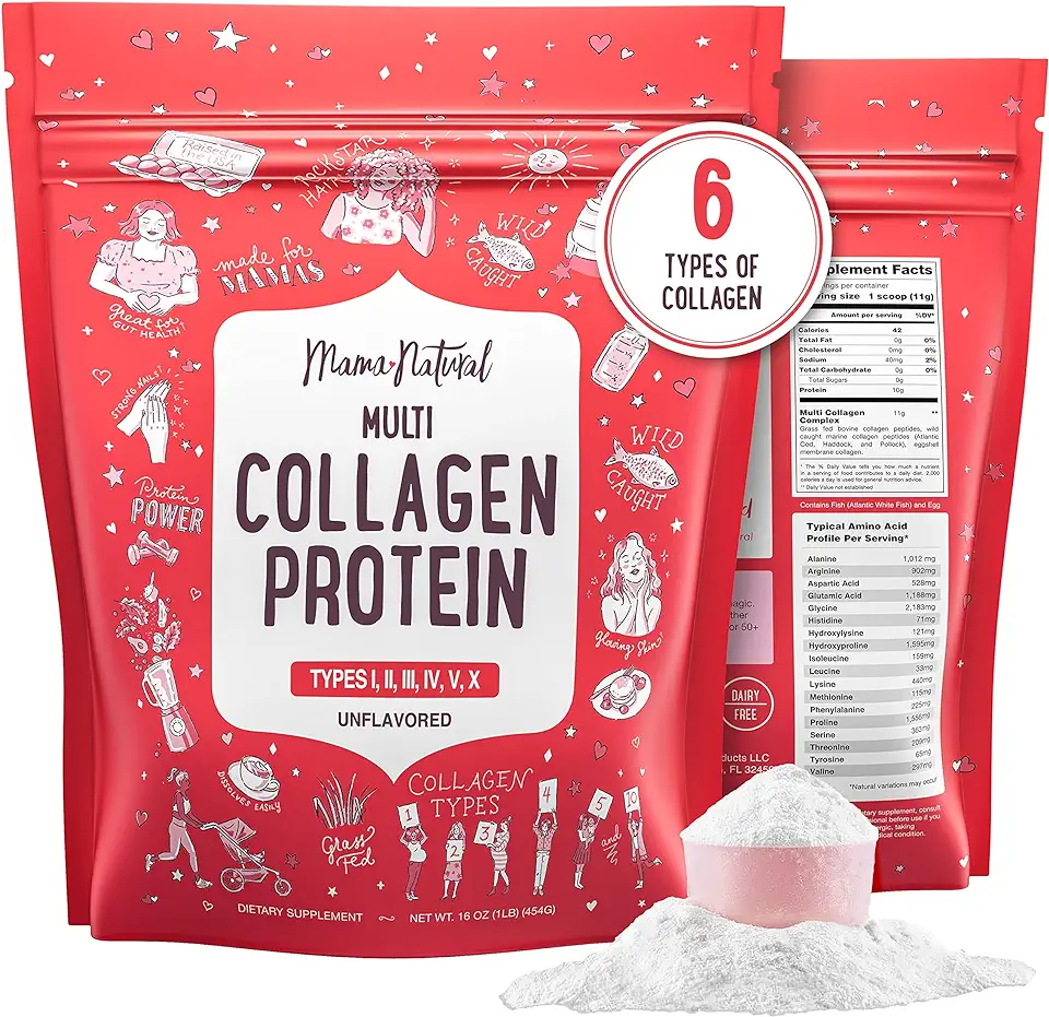 Multi Collagen Protein Powder Type I II III IV V X - Unflavored & Hydrolyzed 16Oz Pure Collagen Peptides Powder - Grass Fed Beef