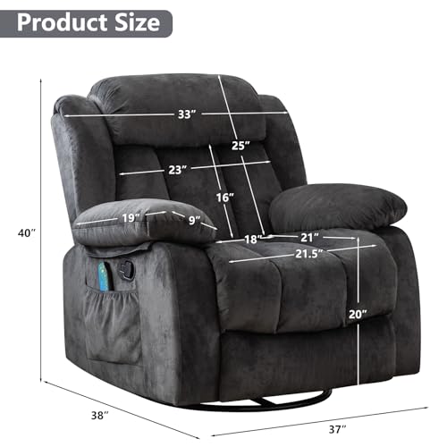 CANMOV Massage Swivel Rocker Recliner Chair with Heat and Vibration