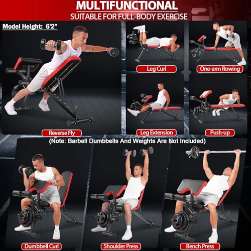 OPPSDECOR Adjustable Weight Bench with Leg Extension, Leg Curl - 800 LBS Heavy Duty Workout Bench for Home Gym - Preacher Curl, Flat, Incline
