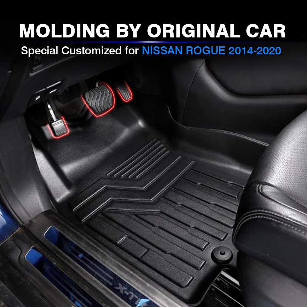KUST All Weather Floor Mats for Nissan Rogue 2014-2020 (Not for 2021 Rogue 3rd Gen.) (No Rogue Select and Sport Models ) Floor Carpet Liners 2 Row