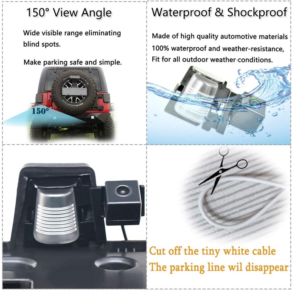 EWAY Rear License Plate Holder Frame Bracket & Backup Rear View Reverse Camera for 2007-2017 Jeep Wrangler JK Unlimited Kit Replaces 68064720AA