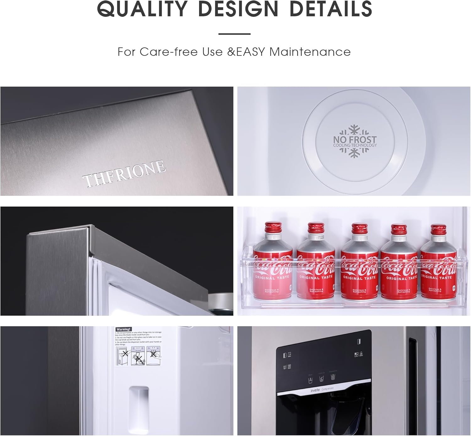 Freestanding Side-by-Side Refrigerator with 18.1 Cu. Ft Capacity, Built-In Ice Maker & Water Dispensers