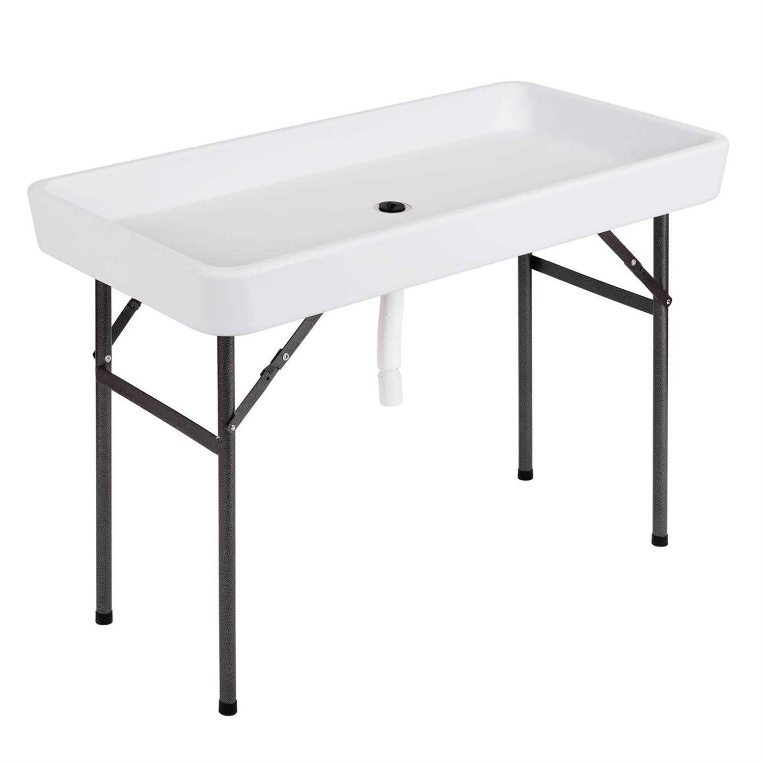 KOTEK Folding Ice Cooler Table with Matching Skirt &amp; Drain Hose Foldable Beverage Cooler Table Buffet Cooler Server - Sports Supplies Online Store