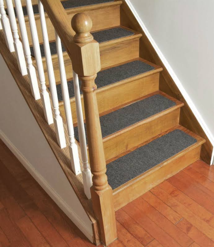 Stair Treads Collection Indoor Skid Slip Resistant Carpet Stair Tread Treads (Dark Grey, Set of 13 (8 in x 30 in))
