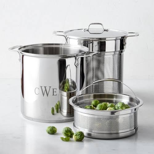 All-Clad, E7965364, Gourmet Accessories, 12 Qt. Multicooker w/ Perforated Insert u0026 Steamer Basket, Stainless Steel