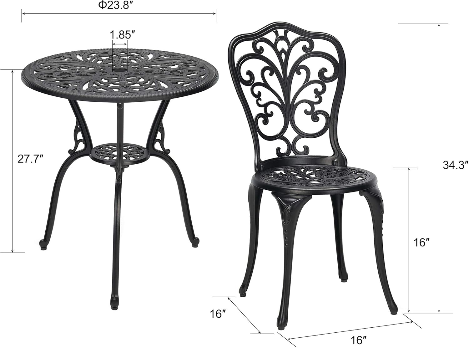 Laurel Canyon 3-Piece Cast Aluminum Patio Bistro Sets Antique Copper Finish Outdoor Furniture with Rust-Resistant Small Round Table and 2 Chairs for