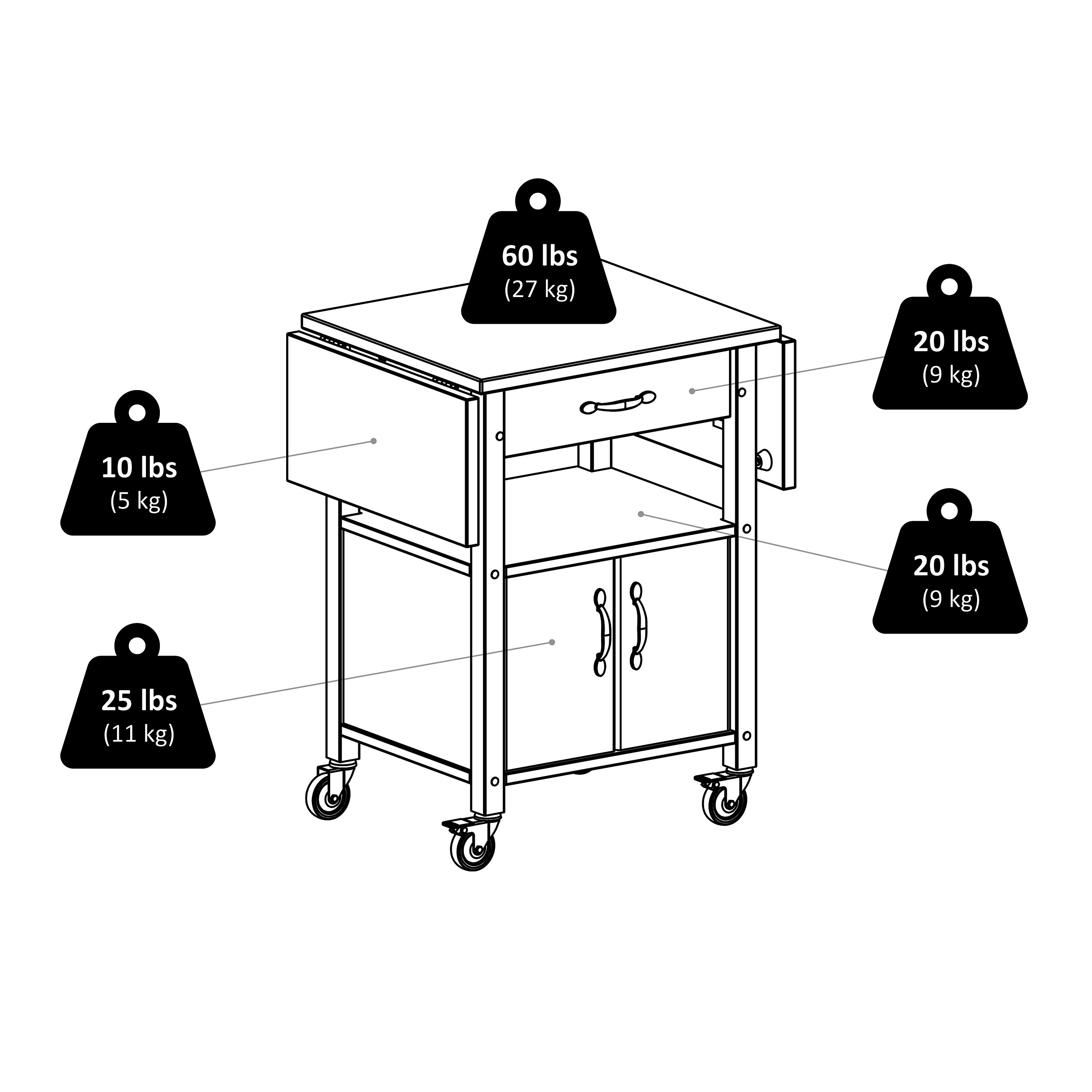 Winsome Drop-Leaf Kitchen Cart
