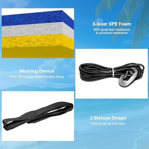 9/12/18 Ft Floating Water Mat – Heavy-Duty 3-Layer XPE Foam Pool Lake Floating Pad, Extra Large Capacity Water Lily Raft for Pool Parties, Beach