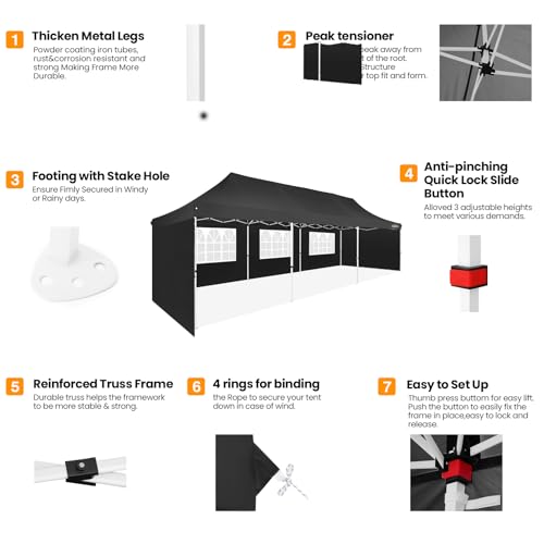 10x10 Pop Up Canopy Tent with 4 Sidewalls and Mesh Windows 2.0