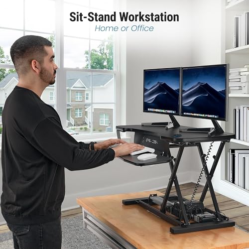 VERSADESK PowerPro™ 36 Inch Electric Standing Desk Converter, Height Adjustable Sit to Stand Up Desk Riser