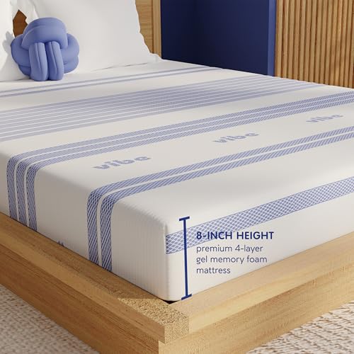 Vibe Gel Memory Foam Mattress, 12-Inch CertiPUR-US Certified Bed-in-a-Box, Queen, White