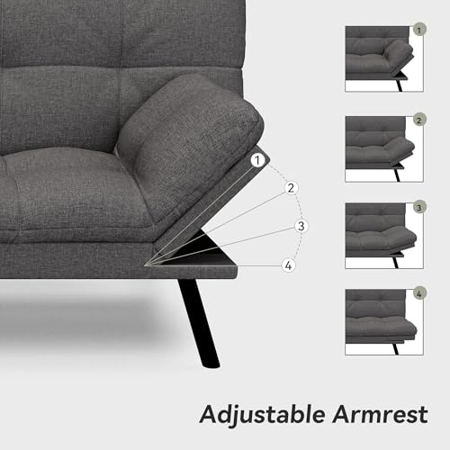71" Convertible Futon Sofa,Faux Leather Futon Couch Bed,Sleeper Sofa Bed,Memory Foam Modern Folding Small Loveseat for Living Room,Office,Apartment