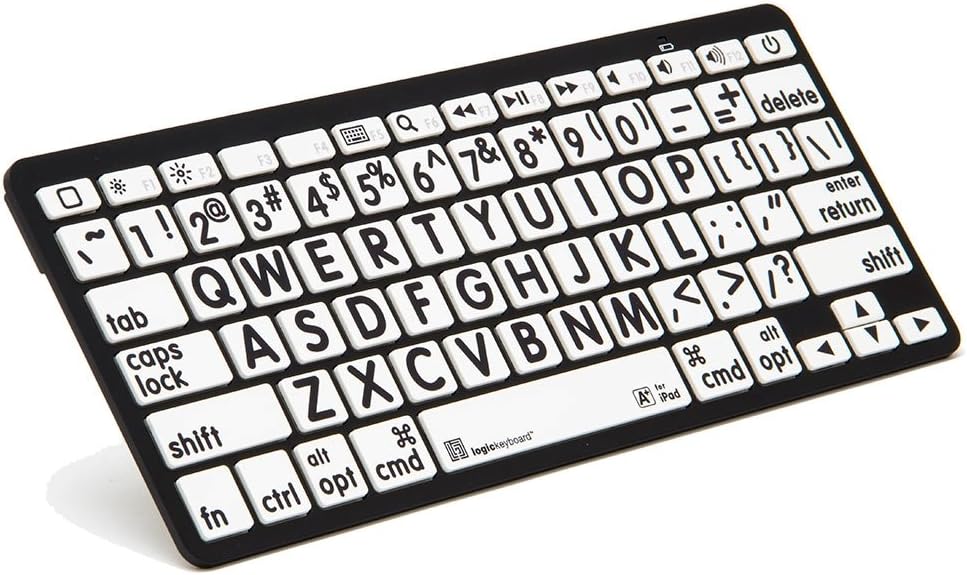 Logickeyboard XL Print American English Bluetooth Mini Keyboard, Black on White # LKBU-LPBW-BTON-US