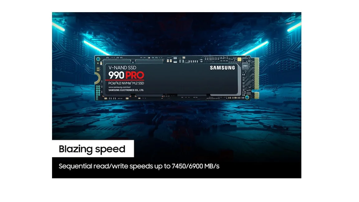 SAMSUNG 990 PRO M.2 2280 4TB PCI-Express Gen 4.0 x4, NVMe 2.0 V7 V-NAND 3bit MLC Internal Solid State Drive (SSD) MZ-V9P4T0B/AM. Non-Heatsink