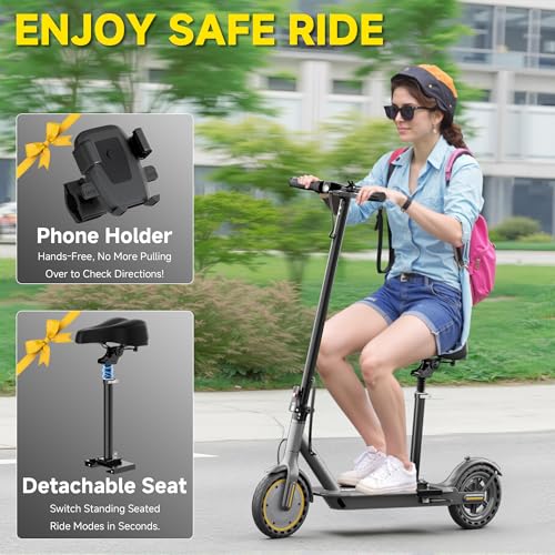 Electric Scooter, Folding E Scooter for Adults with Seat, 350W Motor, 8.5" Tire, 19MPH