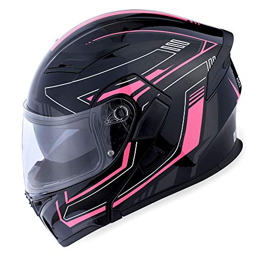 1Storm Motorcycle Modular Full Face Helmet Flip up Dual Visor Sun Shield: HB89