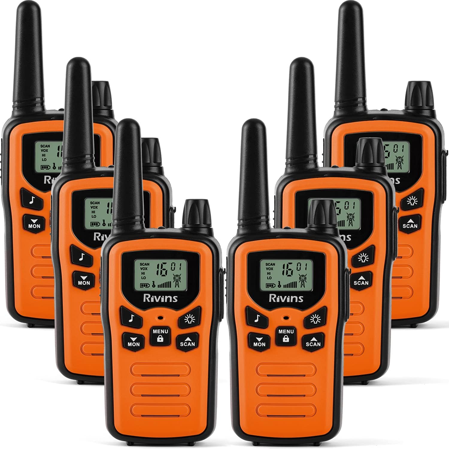 Walkie Talkies for Adults 4 Pack 2-Way Radios 22 Channel Radio VOX Scan LCD Display with LED Flashlight Ideal for Biking Hiking Camping（Orange）