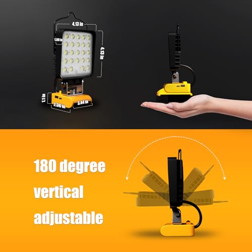2 Pcs Cordless LED Work Light for Dewalt 20v Max Battery, 90W 9600LM Battery Light for Dewalt 20v Tools