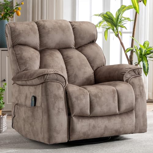 INZOY Massage Swivel Rocker Recliner with Heat and Vibration, Manual Rocking Recliner Chair with Vibrating Massage