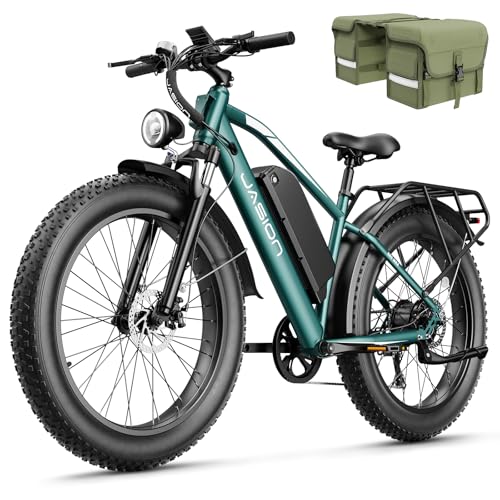 Jasion EB5 MAX Electric Bike for Adults with 1500W Peak Motor, 48V 15Ah (720Wh) Battery Electric Mountain Bike, 26'' x 4'' Fat Tire Ebike